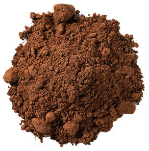 Ground cocoa powder shown in a close-up texture view