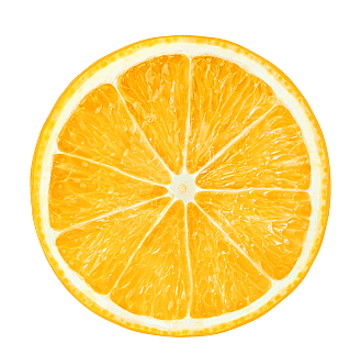Fresh orange slice shown in close-up